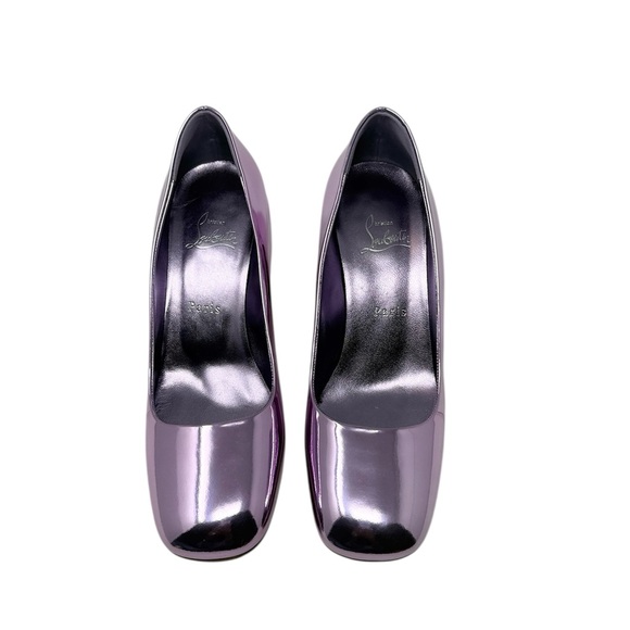 Christian Louboutin Minny 70 Metallic Purple Patent Leather Pumps Size 39.5 - Picture 4 of 9